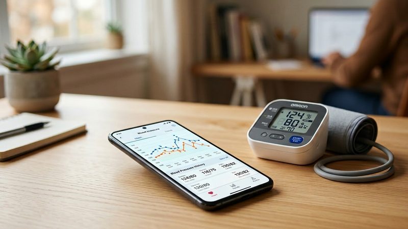 Smartphone mit Blutdruck-App